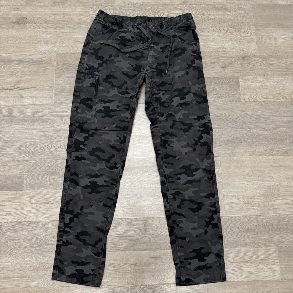 BYLT Weekender Pants Men's M Gray Camo Drawstring Adjustable Waist Ripstop